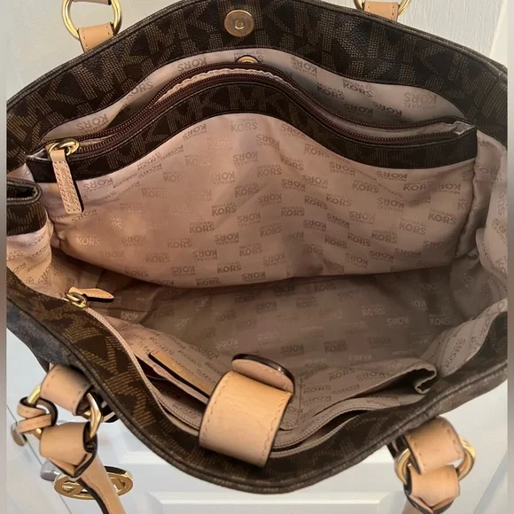 Michael Kors Tote Bag Brown Full Pattern 35t4gttt2b - Picture 3 of 8